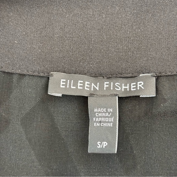 Eileen Fisher Silk Velvet Burnout Slit Sleeve Top Geometric Print Black Small - Picture 12 of 13